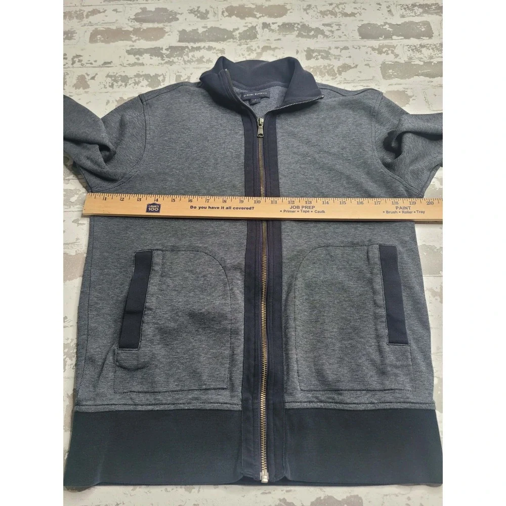 Banana Republic Full Zip Men's Sweater‎ Small 100% Cotton Black/Gray